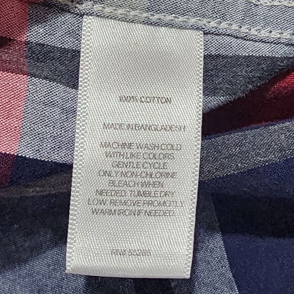 EXPRESS Men's Large Long Sleeve Button Down Red/White/Blue Plaid Pocket Shirt - Picture 7 of 7